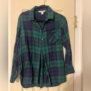 Old Navy Dark Green and Navy Plaid Shirt